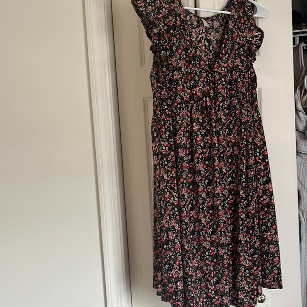 Black floral print dress